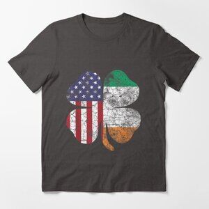 American and Ireland Flags Lucky St. Patrick’s Day T-Shirt